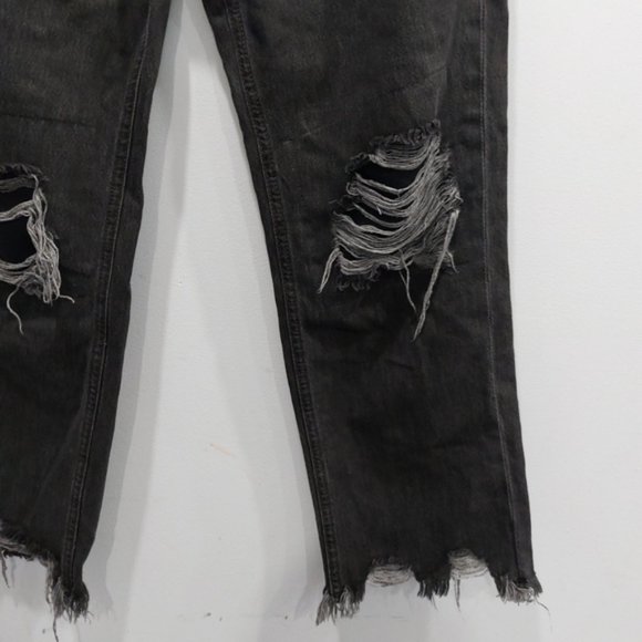 Free People Maggie Mid Rise Straight Leg Jeans Black - Picture 5 of 8